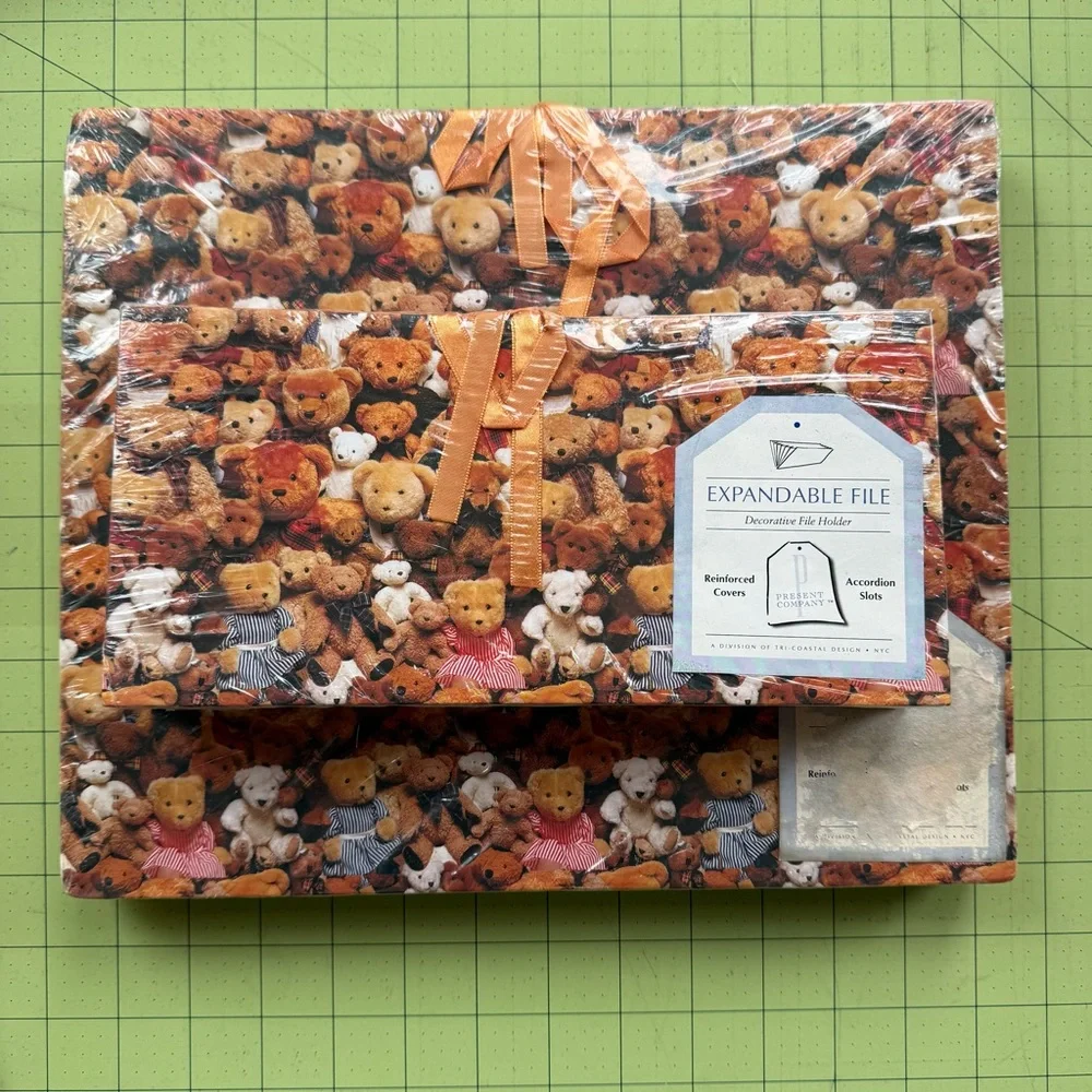 Vintage 90s Y2K Teddy Bear Expandable File Folder Organizers 2 pcs NIP